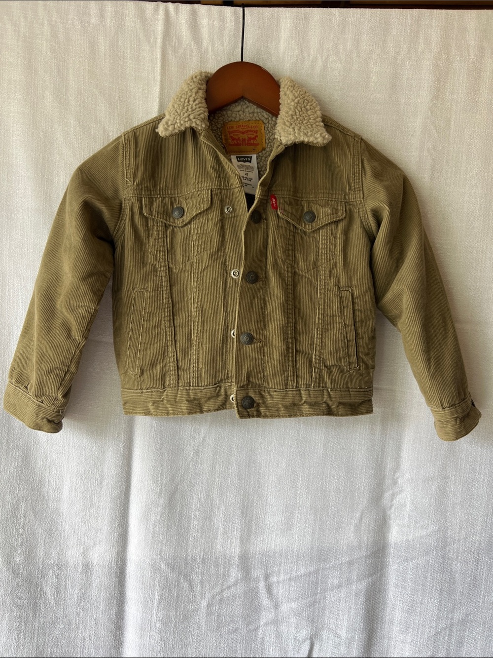 Levi's Kids Corduroy Sherpa Jacket in Olive Green
